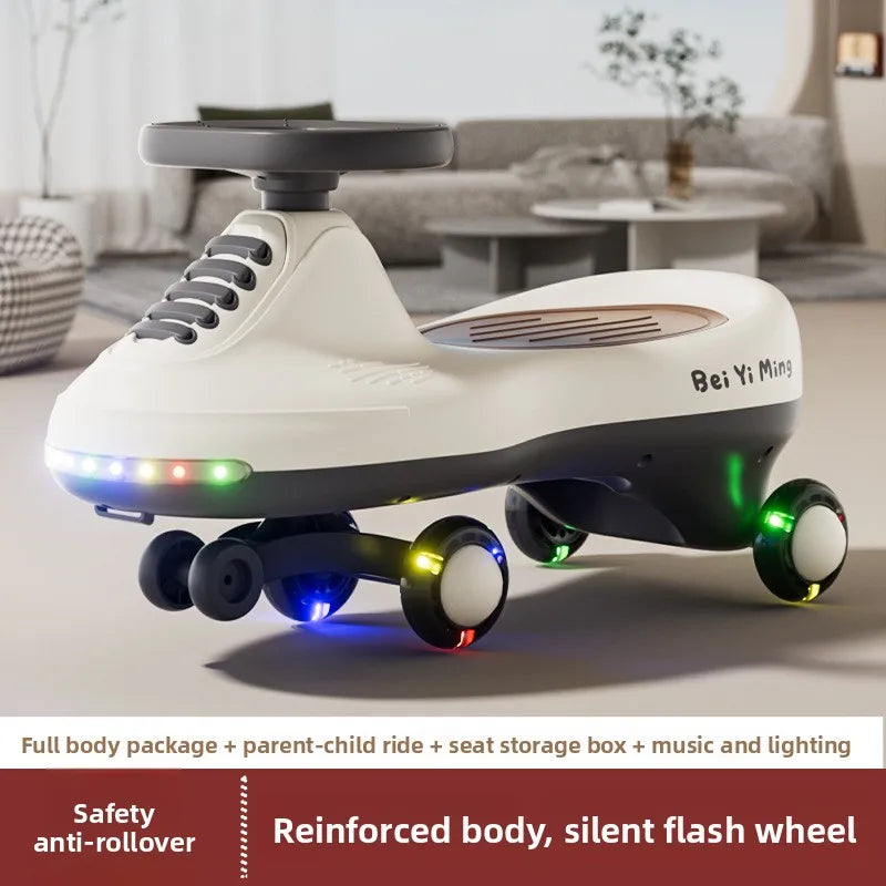 Kids Wobble Car 2 6 Year Olds Anti Tip Quiet Wheels Lights Music Unisex Gift Children's Wiggle Car Anti-rollover