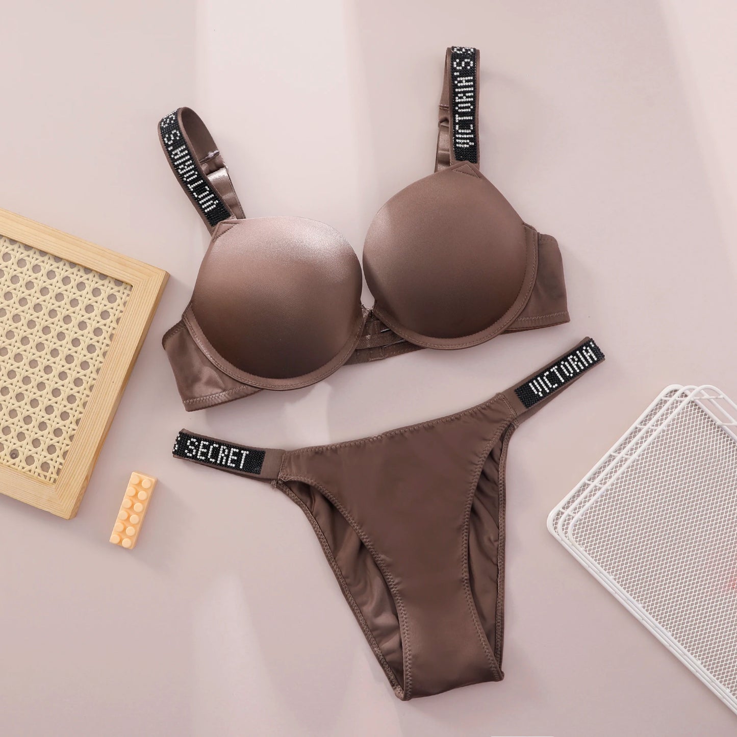 V Lingerie Set Underwear Set Bra Panty Set Women Lace Push Up Bralette Seamless Comfortable Breathable Lingerie Home Wear Set