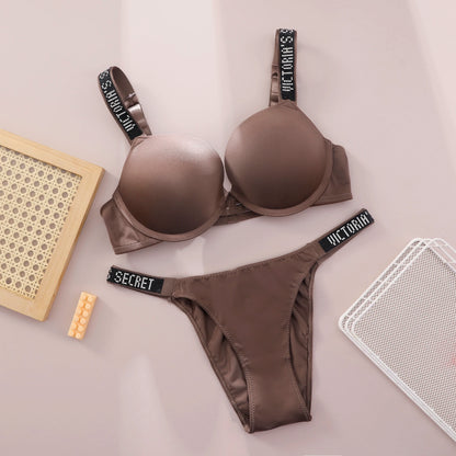 V Lingerie Set Underwear Set Bra Panty Set Women Lace Push Up Bralette Seamless Comfortable Breathable Lingerie Home Wear Set