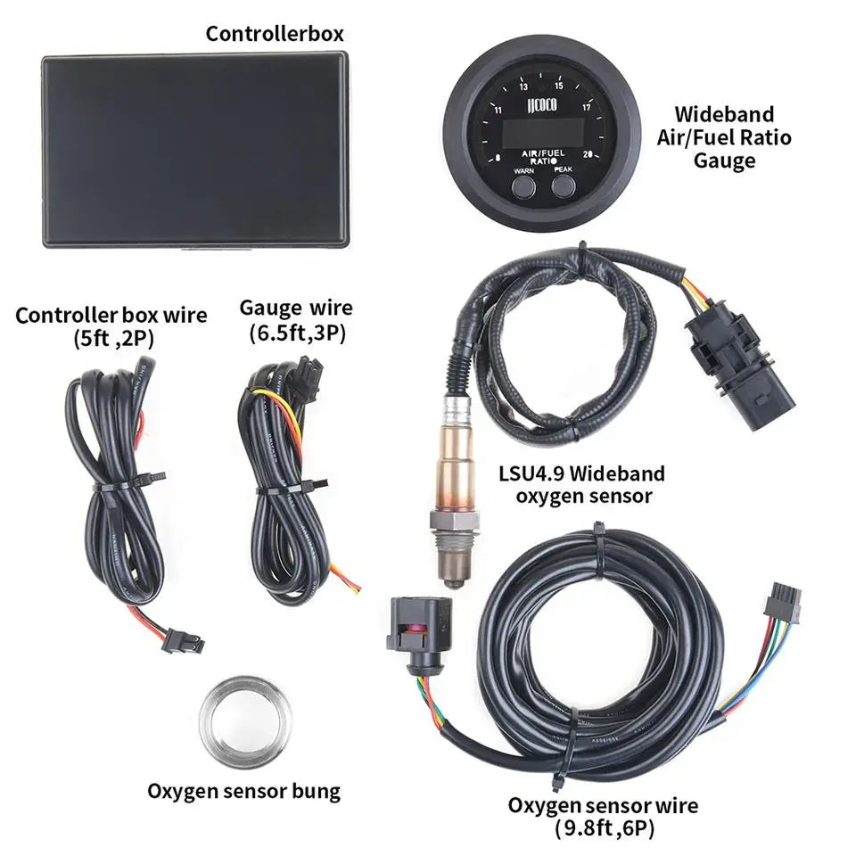 52mm Air Fuel Ratio Gauge LED Digital Display With Wideband O2 Oxygen Sensor 06J906262AA