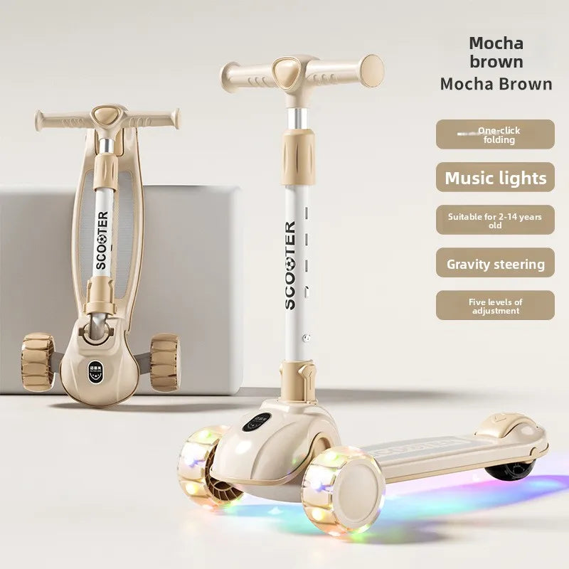 3 Wheel Kids Scooter Foldable Toddler Ride On Toy Flashing Wheels Scooter Suitable for helping children develop their balance