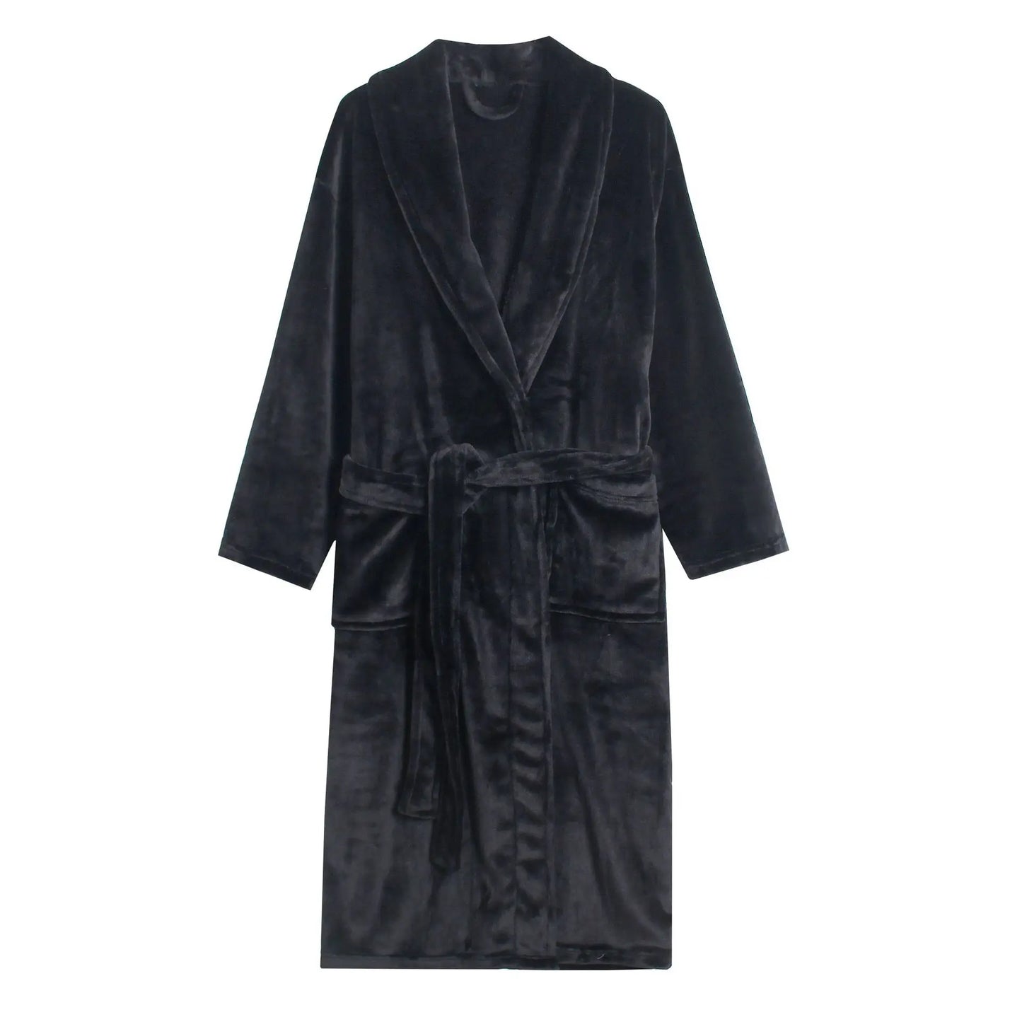 ex Thi Coral Fce Robe Long Flannel Pajamas Autumn Winter Home Clothes Air Conditioning Morning Gown Couple Pyjamas