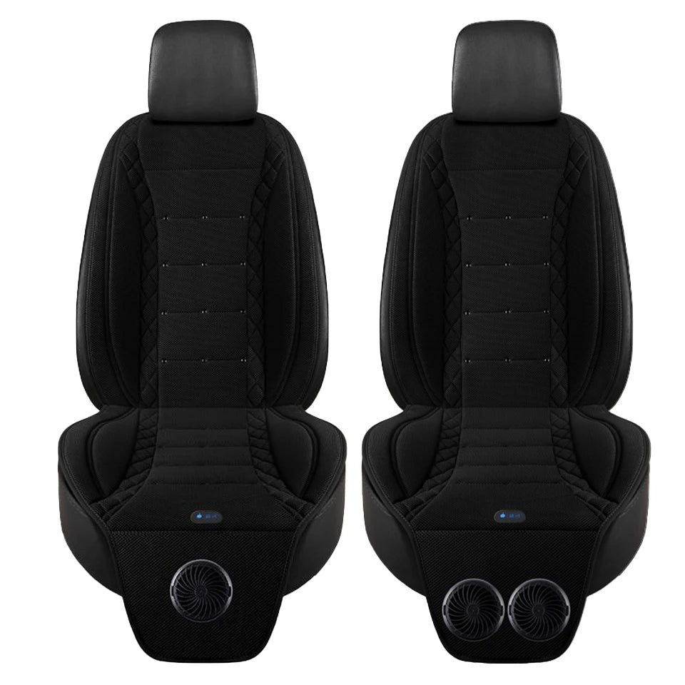 USB Summer Cooling Car Seat Cushion With Fan Front Seat Cooled Seat Cover Black Ventilated Breathable Seat Cover 3-Speed Setting