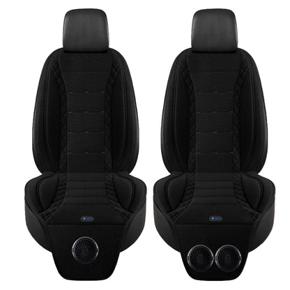 USB Summer Cooling Car Seat Cushion With Fan Front Seat Cooled Seat Cover Black Ventilated Breathable Seat Cover 3-Speed Setting