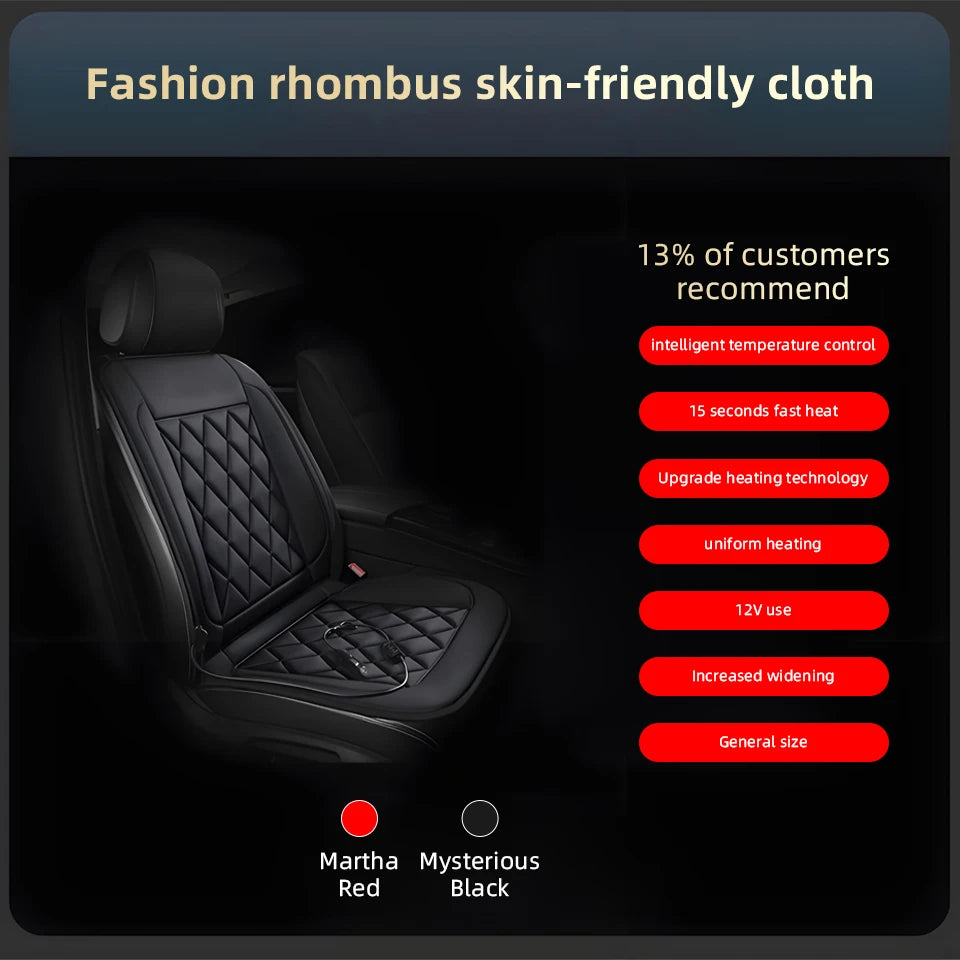 12V Car Heating Seat Cushion Seat Covers Winter Car Seat Heater  Car Accessories Heating Pads Universal Available In Black Red