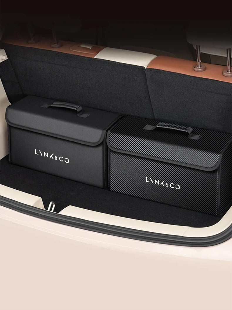 Car Trunk Storage Box Fit For LYNK&CO 01 02 03 05 06 07 08 09 10 Z10 Z20 900 2024 2025 Storage Bag Leather Car Trunk Tool Box