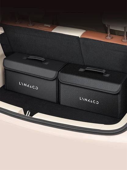 Car Trunk Storage Box Fit For LYNK&CO 01 02 03 05 06 07 08 09 10 Z10 Z20 900 2024 2025 Storage Bag Leather Car Trunk Tool Box