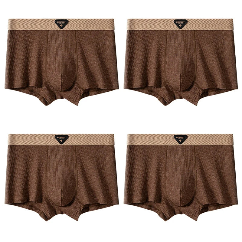 4pcs Pure Cotton Mens Boxer Panties Males Soft Underwears Large Size Summer Comfortable Underpants  Shorts Mans Breathable Brief