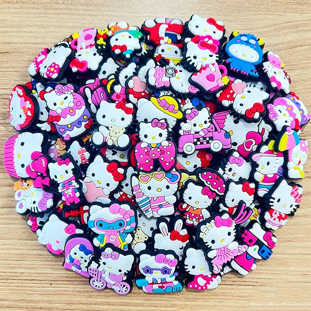 Cartoon 30/50/100PCS MESUCA Sanrio Shoe Charms for Clogs Bubble Slides Sandals PVC Decor DIY Waterproof detachable For Gifts
