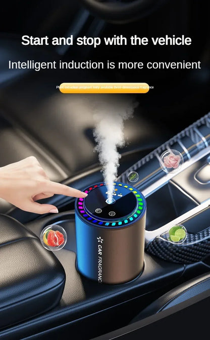 Car Aromatherapy Perfume with Automatic Spray Aluminum Alloy Metal Odor Remover with Colorful Star Ceiling Atmosphere Light
