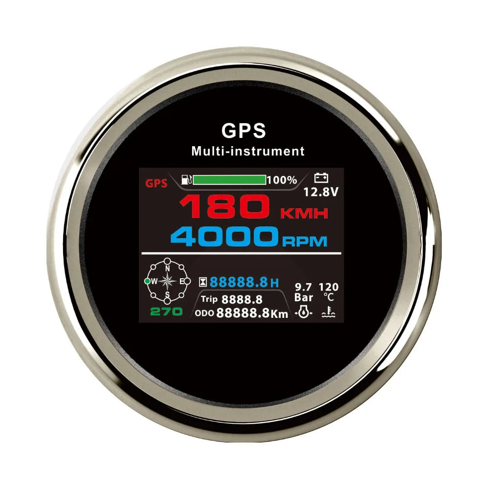 Rhaxel 10 in 1 Multifunction Gauge Digital 85mm GPS Speedometer with RPM Fuel Level Oil Pressure Voltmeter Gauge for Car Marine