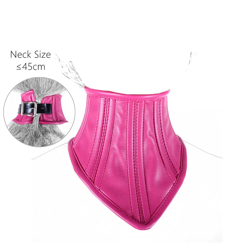 Sexy Wetlook Leather BDSM Bondage Collars with Unisex Lockable Half Face Mask for Fetish Neck Restraint Adult Games Sex Toys