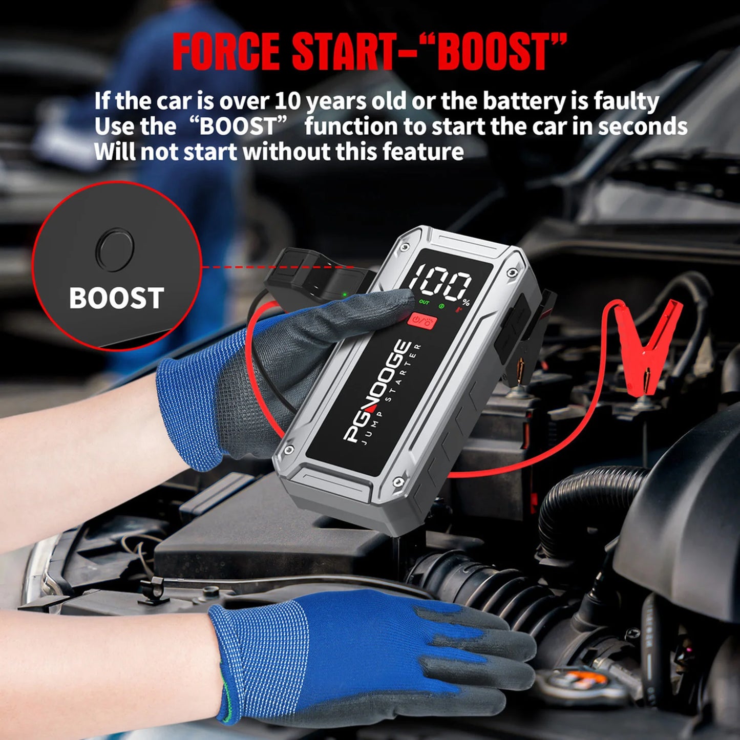 PGNOOGE 6000A 26800mAh Car Jump Starter, Car Battery Jump Starter, 12V Battery Booster Jump Starter, Portable Battery For Cars