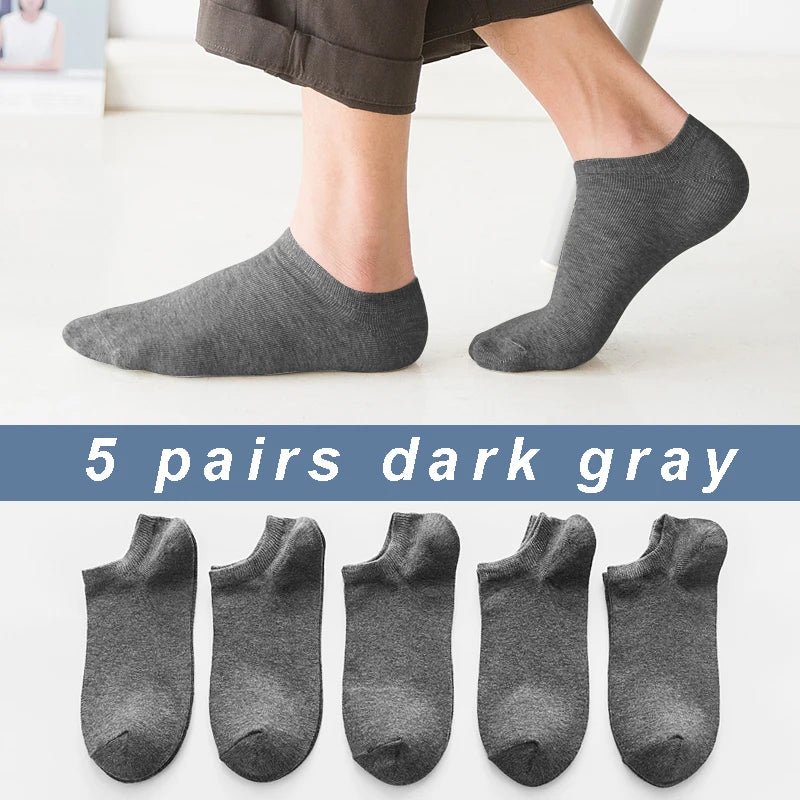 20/10/5 Pairs  Women/Men Boat Socks Black White Grey Cotton Summer No-show Ankle Socks Solid Color Casual Breathable
