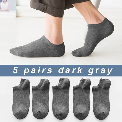 20/10/5 Pairs  Women/Men Boat Socks Black White Grey Cotton Summer No-show Ankle Socks Solid Color Casual Breathable