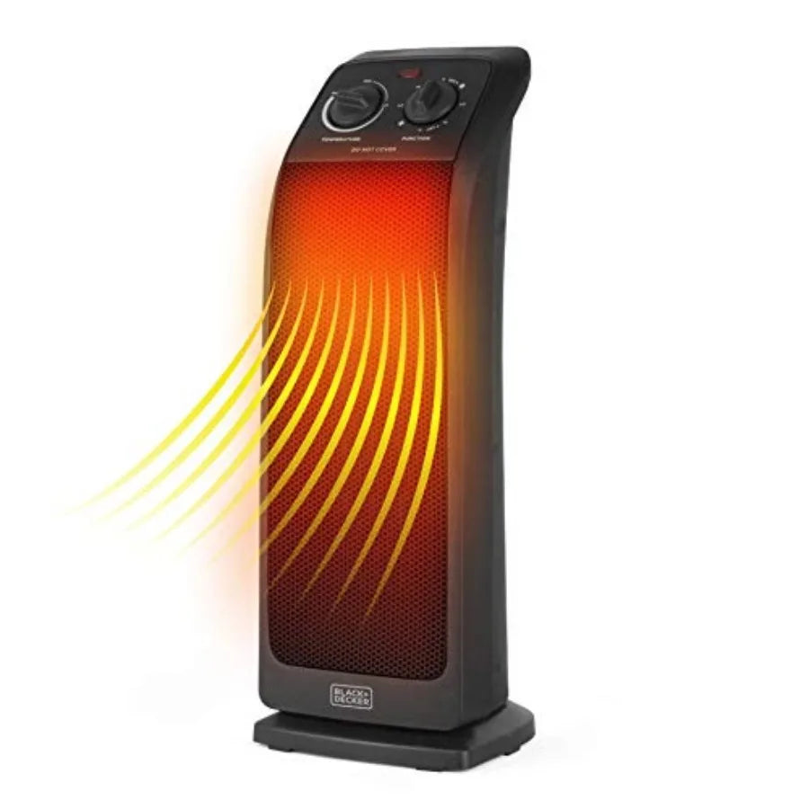 Oscillating Ceramic Tower Heater, 1500W Space Heater and Fan Combo with Adjustable Thermostat, 3 Settings, For Home and Office,