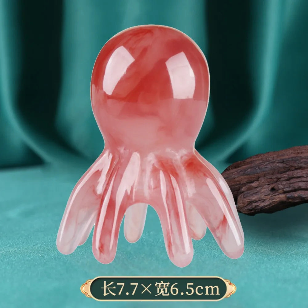 4PCS Resin Octopus Scalp Massage Brush Meridian Scraping Acupuncture Gua Sha Fatigue Relief Relaxation Tool for SPA