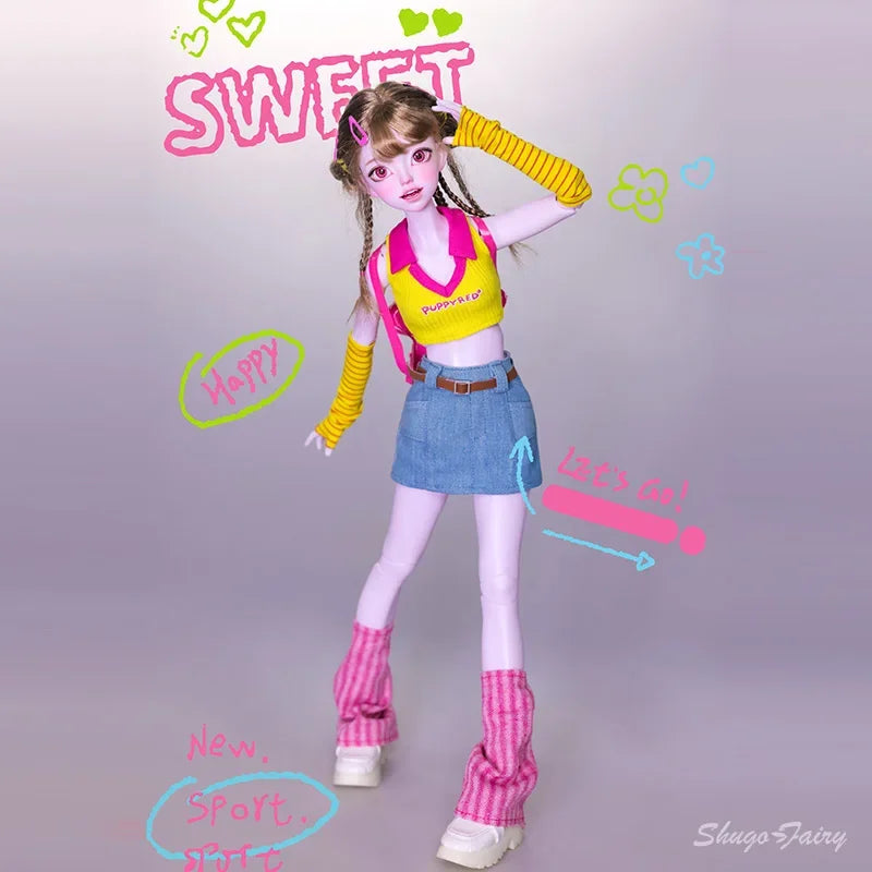 Shuga Fairy Emery 1/4 Bjd Doll Great-hearted Shizhi Body New Design Dopamine Sweet Style Big Eyes Slim Waist Ball Jointed Dolls