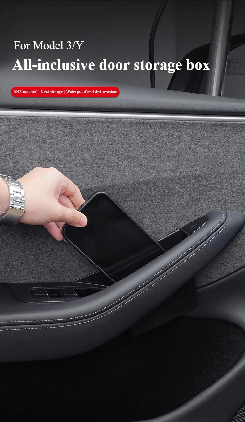 for Tesla Model 3 Y YL Juniper 2025-2020 2026 Highland Car Door Side Storage Box Handle Pocket Passenger Storage Tray Container