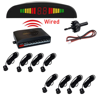 Car Parktronic LED Parking Sensor With 8 Sensors Reverse Backup Radar Monitor Detector System 22MM Backlight Display