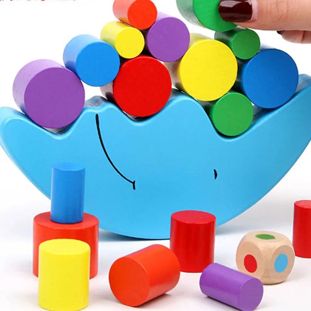 Wooden Balance Building Block Moon Boat Colorful Stacking Early Education Game Parent Child Interaction Activity for Kids