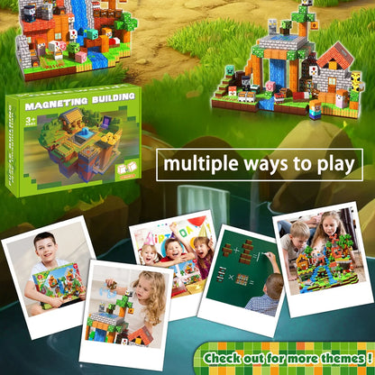 Magnetic Building Block Bricks Toy Mine Stacking World DIY Creative Architecture Model Set Educational Kids Gifts for Boy Girls