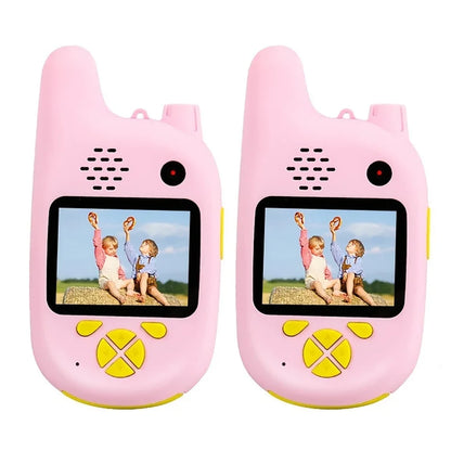 Children's Video Walkie-Talkie 2-Pack with Display Screen Voice Converter and Real-Time Video Chat Long-Range Gift for Children