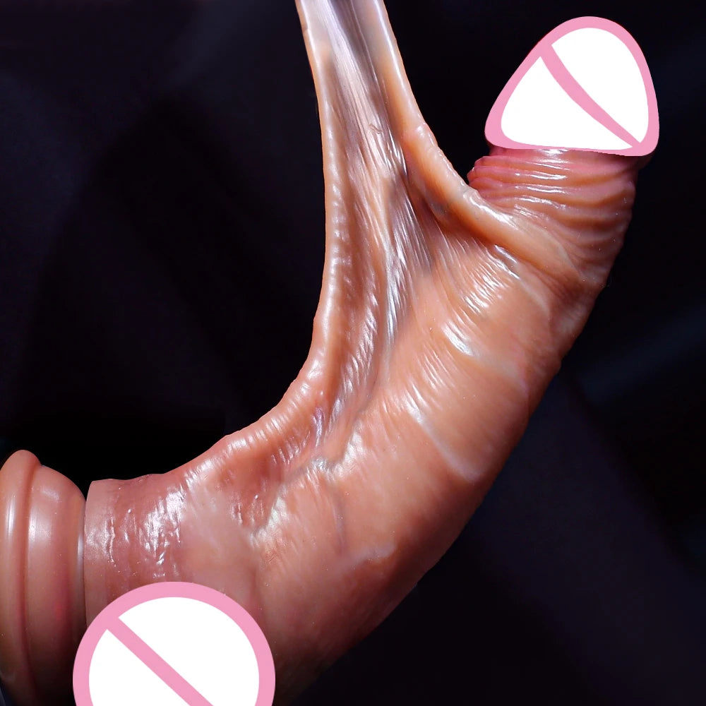 Wearable Realistic Strapon Dildo Skin Testicles Sliding Anal Vagina Sexy Adult Masturbation Big Penis For Women Sex Toys Dildos