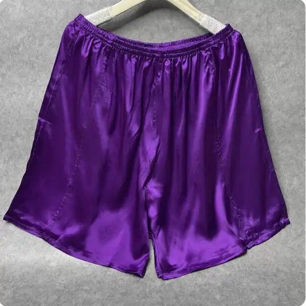 100% Mulberry Silk Men Boxer Underwear Couple Rubber Band Thin Short Home Pants Promotion Woman Can Wear