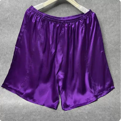 100% Mulberry Silk Men Boxer Underwear Couple Rubber Band Thin Short Home Pants Promotion Woman Can Wear
