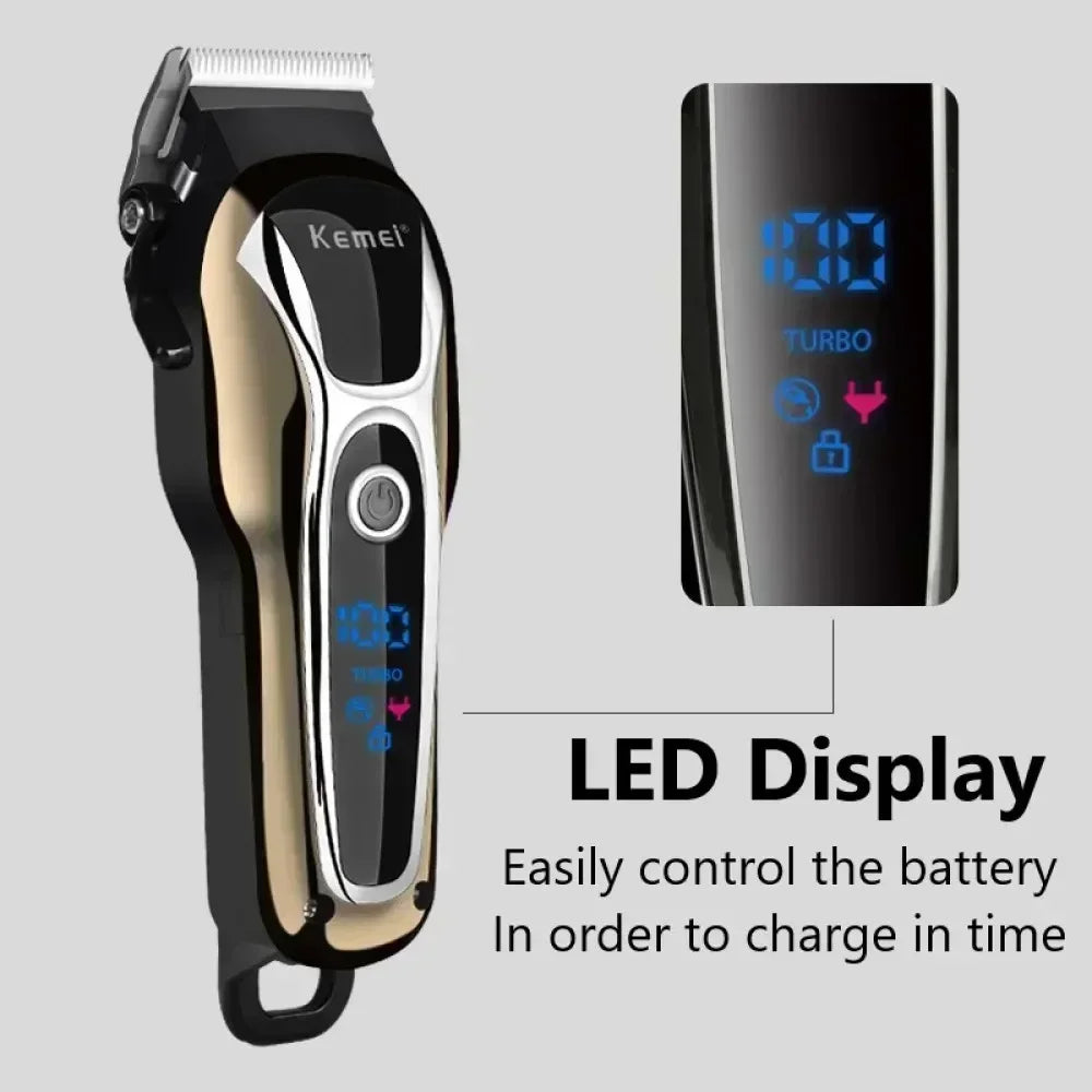 Kemei KM-1990 Hair Clipper Professional Hair Clipper Men's Hair Clipper Electric Trimmer LCD Display Hair Clipper Almighty Set
