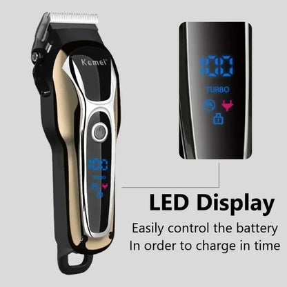 Kemei KM-1990 Hair Clipper Professional Hair Clipper Men's Hair Clipper Electric Trimmer LCD Display Hair Clipper Almighty Set