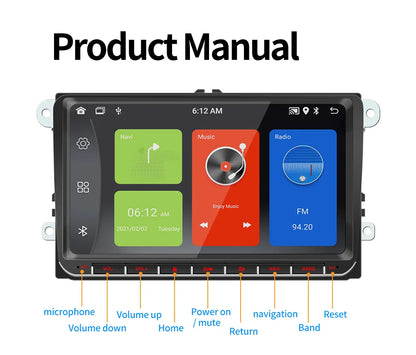 2Din Car Radio Android for Volkswagen Golf 5 6 Polo Passat B6 B7 CC Skoda Jetta Universal Multimedia Carplay Wifi GPS Navigation
