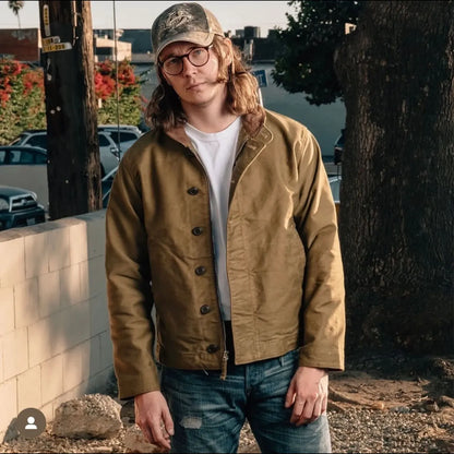 Classic N1 American Retro Naval Officer's Deck Jacket Coat Double RL Worn-In Look Corduroy Collar Men's Cotton Outdoor Wear