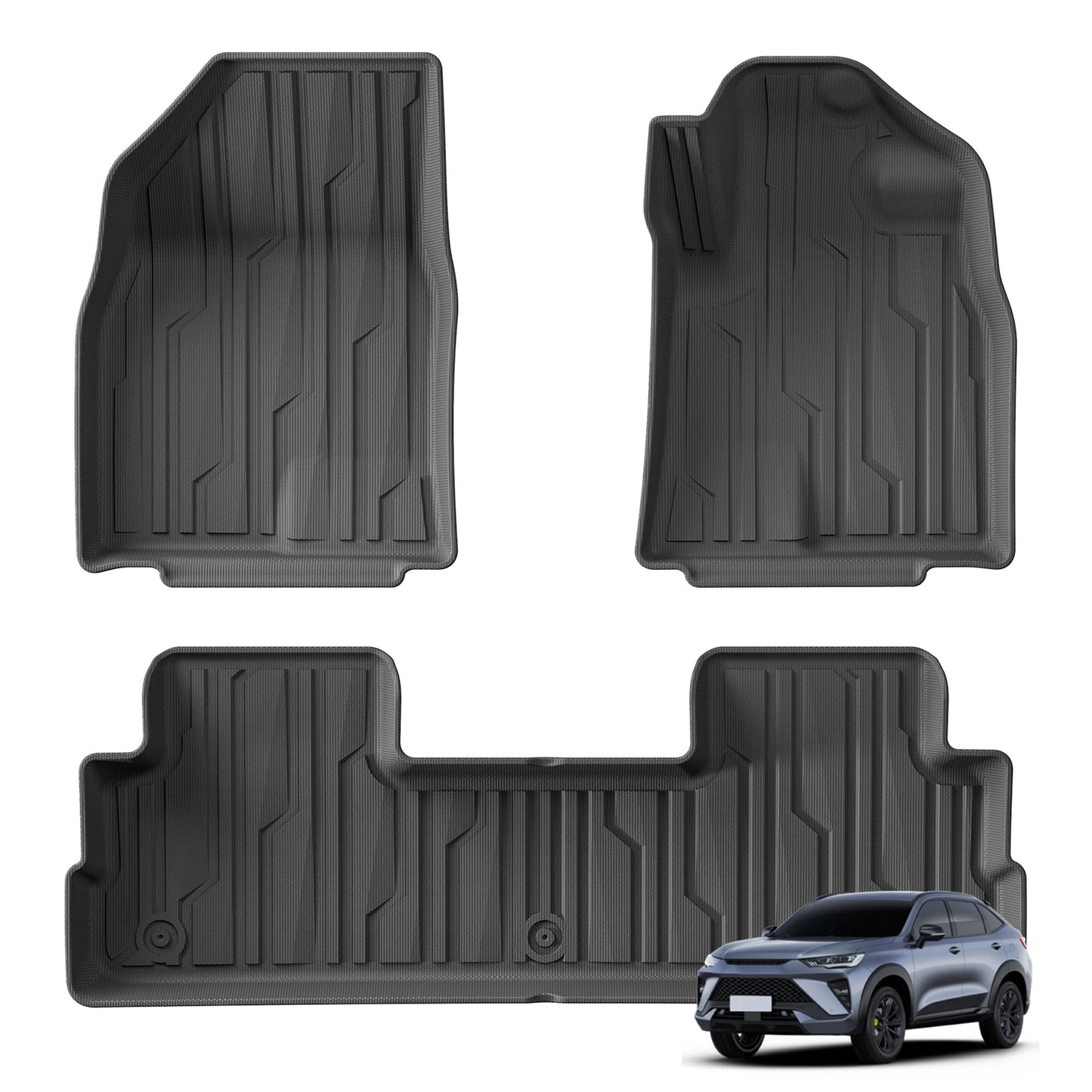Right Drive for GWM Haval H6/H6 GT RHD 2021-2026 (Rear Floor No Middle Tunnel) Car Floor Mats 3PCS/Set TPE 3D Foot Pad Black