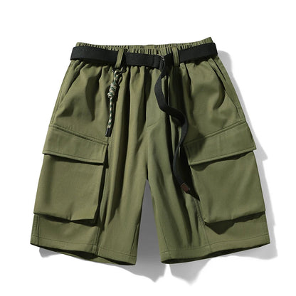 New Streetwear Men's Cargo Shorts Summer Loose Fit Multi Pocket Tactical Workwear Shorts Men Korean Casual Five-Point Work Pants