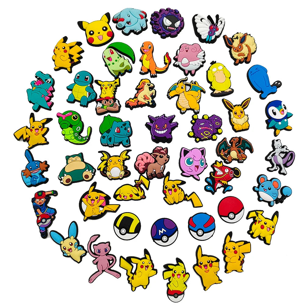 47/27/20Pcs Random Pokémon Series Shoe Charms For Slides Sandals,PVC Shoe Decorations Accessories For Christmas Birthday Gift