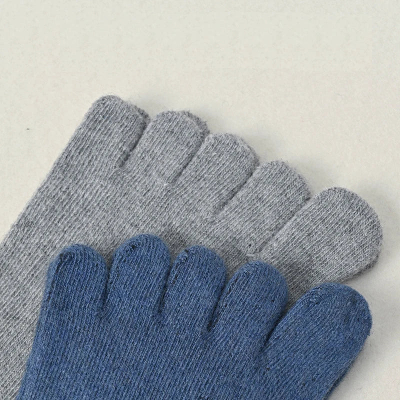 1/5 Pairs Wool Toe Short Socks Winter Man Soft Elastic Endurable Business Sweat-Absorbing Thick Thermal Warm 5 Finger Socks