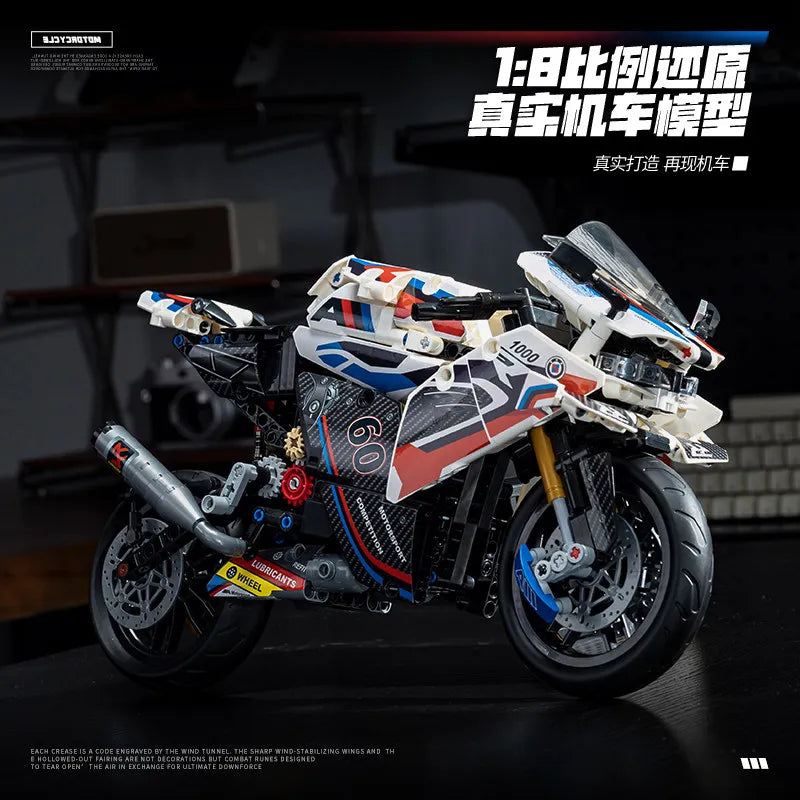 715PCS new 1:8 superbike 42130 building blocks M1000RR locomotive machinery group sports car model boy children's toy gift