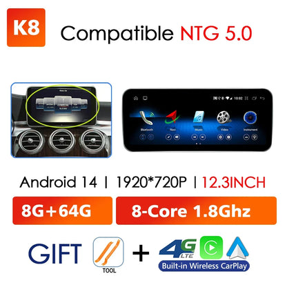 Android Auto Wireless CarPlay For Mercedes Benz C Class W205 GLC X253 V W446 Car Multimedia Navigation GPS DSP Qualcomm 680