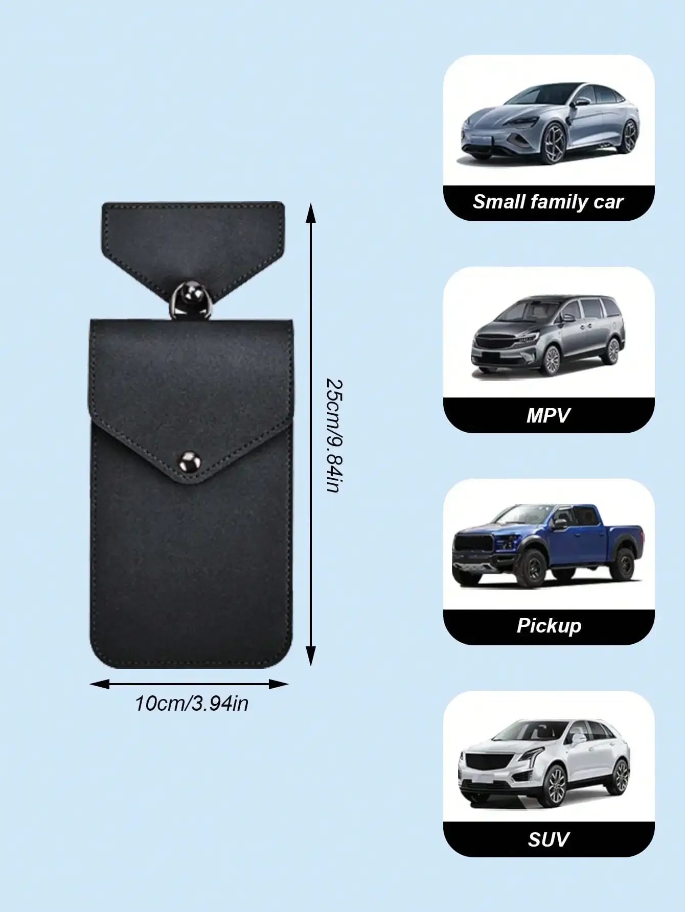 Universal Multi-Use Car Storage Bag with Shoulder Strap, Stick-On, Premium Leather, For Dashboard, Door, Seat Back