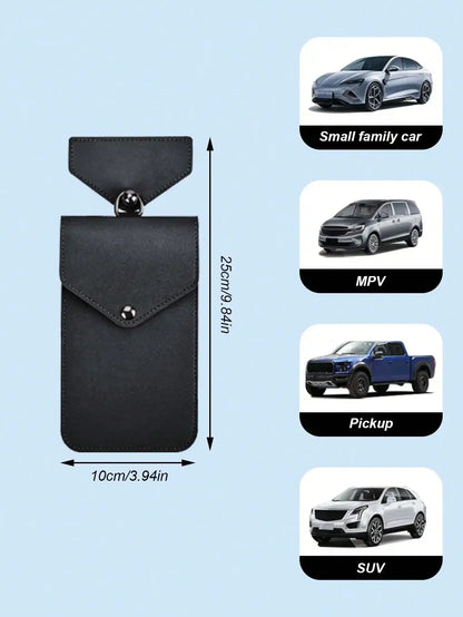 Universal Multi-Use Car Storage Bag with Shoulder Strap, Stick-On, Premium Leather, For Dashboard, Door, Seat Back