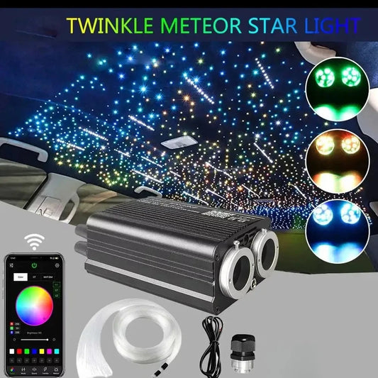 Car Starry Sky Light Auto Home Fiber Optic Lights Atmosphere Lamp Music Control Ceiling Lights RGB 12W 1/2 Interface 8Color LED