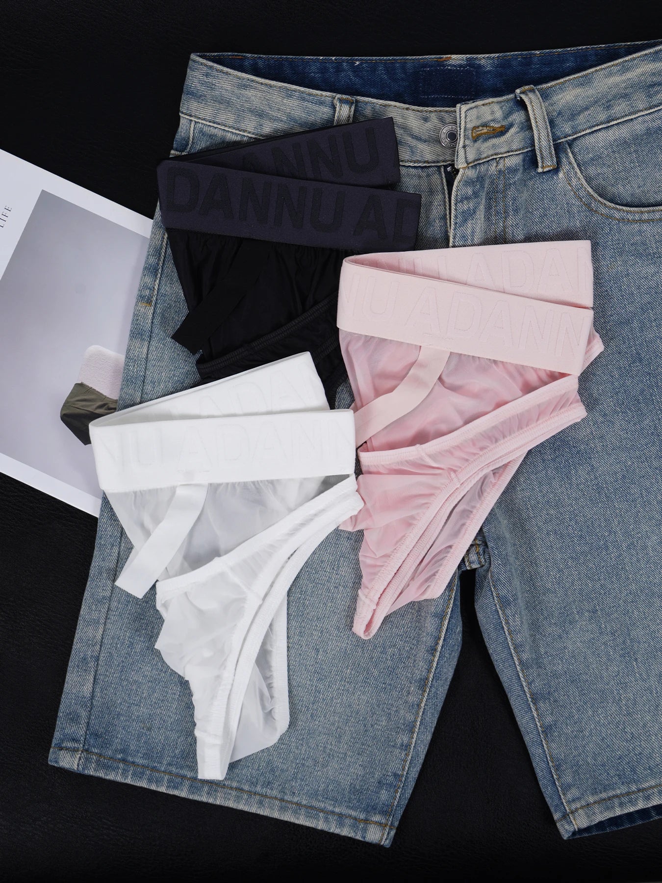 Men's Sexy See-Through Pouch Mini Tight Briefs Unique Crotch Cutout Ice Silk Cooling Underwear