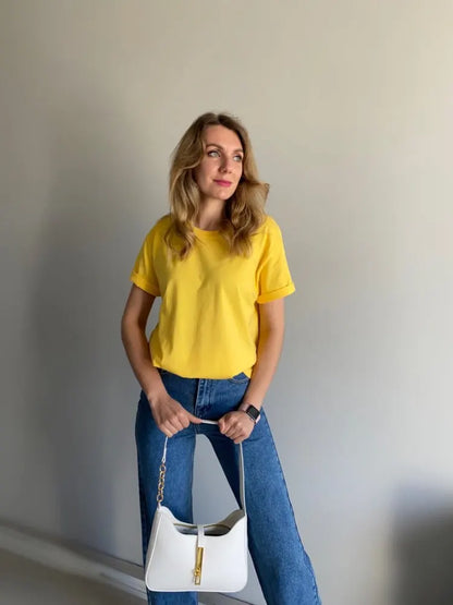 Simple White Oversize T-shirts For Women Cotton Summer Green T Shirts Women Short Sleeve Loose Blue T Shirt Women Yellow Top Tee
