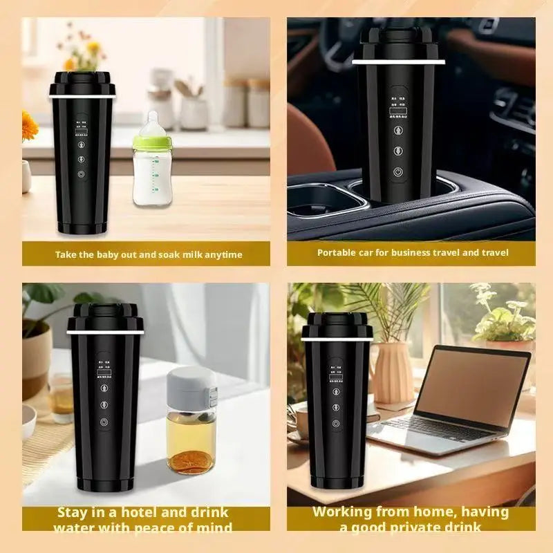 New Car Heated Water Cup - Smart Constant Temperature Digital Display Insulated Mug Multi-Functional Travel Heating Cup