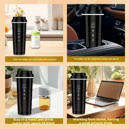 New Car Heated Water Cup - Smart Constant Temperature Digital Display Insulated Mug Multi-Functional Travel Heating Cup