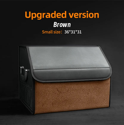 Car Suede Trunk Organizer Large Capacity Leather Foldable Storage Box Portable Multifunctional Tool Organizer Car Accessories