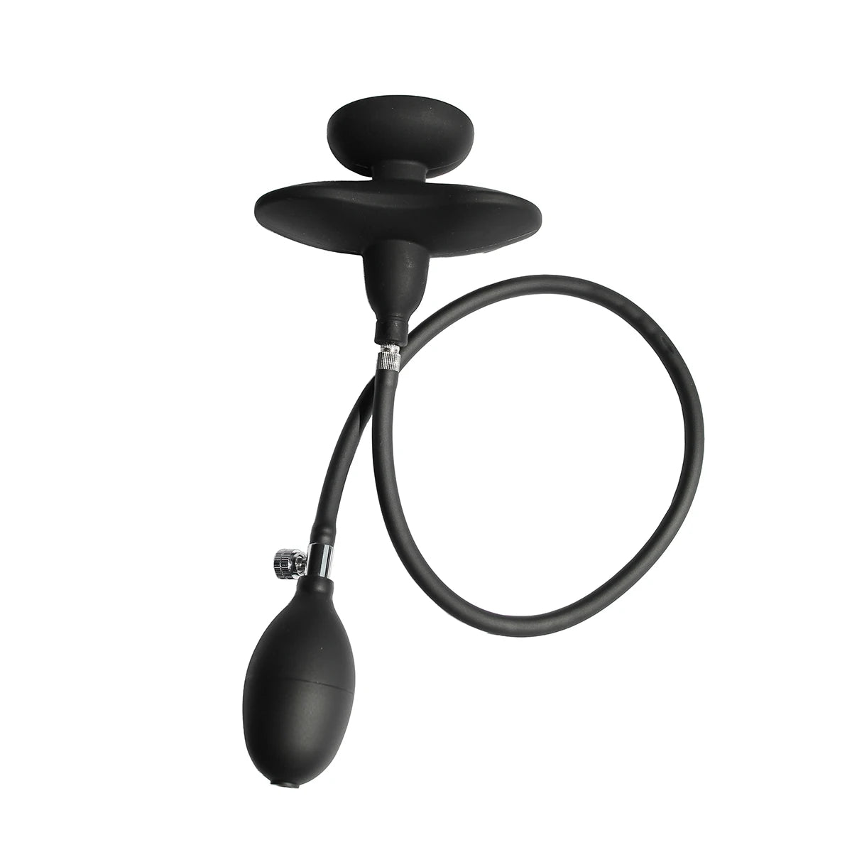 Silicone Magnetic Inflatable Butt Plug with Pump - Black Expandable Anal Stretcher, Prostate Massager Sex Toy for Men Women