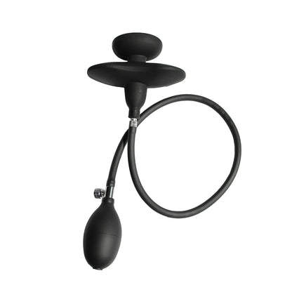 Silicone Magnetic Inflatable Butt Plug with Pump - Black Expandable Anal Stretcher, Prostate Massager Sex Toy for Men Women